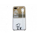 Coque pour Iphone 4 brillante blanche et miroir petit chien + film protection écran