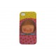 Coque pour Iphone 4 petite fille fond rose et jaune + film protection écran