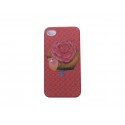 Coque pour Iphone 4 rose petite fille rose dans les cheveux + film protection écran