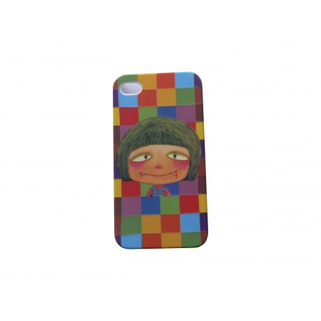 Coque pour Iphone 4 à carreaux avec une petite fille  + film protection écran