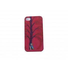 Coque pour Iphone 4 rose arbre petit lapin  + film protection écran