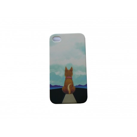 Coque pour Iphone 4 chien assis vu de dos  + film protection écran