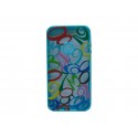 Coque pour  Iphone 4 silicone avec des chiffres pourtour bleu + film protection écran offert