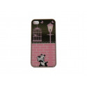 Coque pour Iphone 4 brillante rose et miroir petit chien + film protection écran