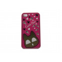 Coque pour Iphone 4 brillante rose avec un chat miroir + film protection écran