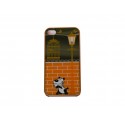 Coque pour Iphone 4 brillante orange et miroir petit chien + film protection écran