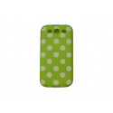 Coque pour Samsung I9300 Galaxy S3 verte pois blancs+ film protection écran offert