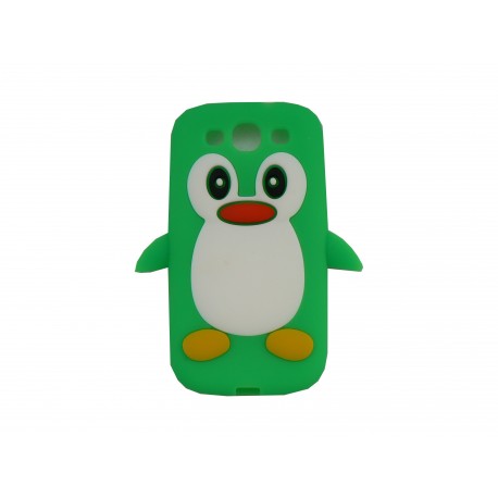 Coque pour Samsung I9300 Galaxy S3 silicone pingouin vert+ film protection écran offert