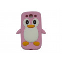 Coque pour Samsung I9300 Galaxy S3 silicone pingouin rose clair + film protection écran offert