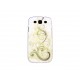 Coque pour Samsung I9300 Galaxy S3 blanche feuilles vertes strass diamants+ film protection écran offert