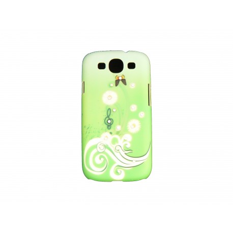 Coque pour Samsung I9300 Galaxy S3 verte clé de sol et strass diamants+ film protection écran offert