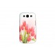 Coque pour Samsung I9300 Galaxy S3 blanche tulipes rouges strass diamants+ film protection écran offert