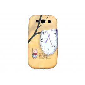 Coque pour Samsung I9300 Galaxy S3 silicone petit cochon horloge+ film protection écran offert