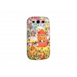 Coque pour Samsung I9300 Galaxy S3 silicone multicolore maison rouge + film protection écran offert