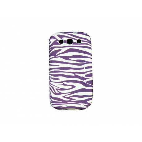 Coque pour Samsung I9300 Galaxy S3 zébré violet et blanc + film protection écran offert