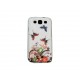 Coque pour Samsung I9300 blanche fleurs et papillons multicolores + film protection écran offert