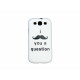 Coque pour Samsung I9300 blanche moustache noire + film protection écran offert