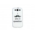 Coque pour Samsung I9300 blanche moustache noire + film protection écran offert