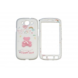 Coque pour Samsung I9300 Galaxy S3 intégrale ourson rose + film protection écran offert