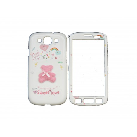 Coque pour Samsung I9300 Galaxy S3 intégrale ourson rose + film protection écran offert