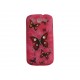 Coque pour Samsung I9300 Galaxy S3 rose papillons rouges strass diamants+ film protection écran offert