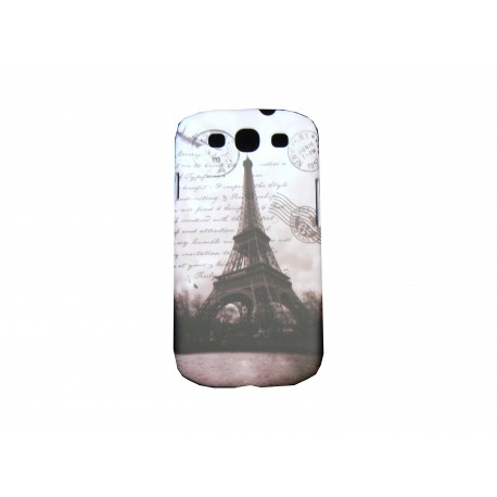 Coque pour Samsung I9300 Galaxy S3 grise Tour Eiffel carte postale + film protection écran offert