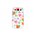 Coque pour Samsung I9300 Galaxy S3 blanche curs multicolores + film protection écran offert