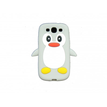 Coque Samsung I9300 Galaxy S3 silicone pingouin gris + film protection écran offert