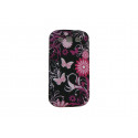 Coque Samsung I9300 Galaxy S3 silicone noire fleurs et papillons roses + film protection écran offert