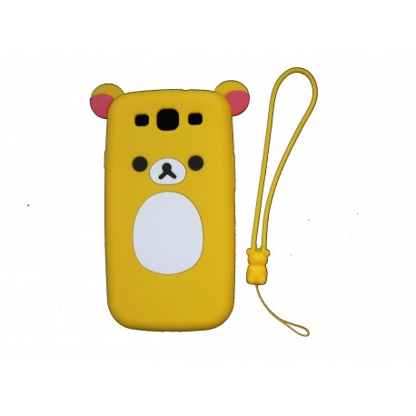 Coque pour Samsung I9300 Galaxy S3 silicone koala jaune oreilles roses + film protection écran offert