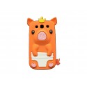 Coque pour Samsung I9300 Galaxy S3 silicone cochon orange + film protection écran offert