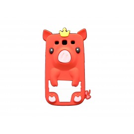 Coque pour Samsung I9300 Galaxy S3 silicone cochon rouge + film protection écran offert