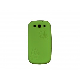 Coque pour Samsung I9300 Galaxy S3 silicone verte cercles + film protection écran offert