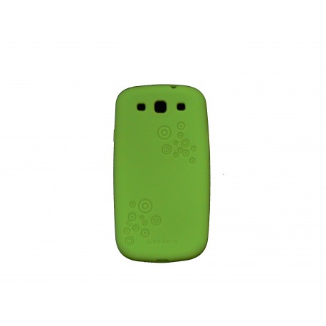 Coque pour Samsung I9300 Galaxy S3 silicone verte cercles + film protection écran offert