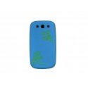 Coque pour Samsung I9300 Galaxy S3 silicone bleue cercles verts+ film protection écran offert