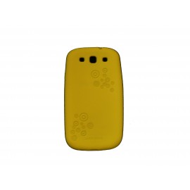 Coque pour Samsung I9300 Galaxy S3 silicone jaune cercles + film protection écran offert