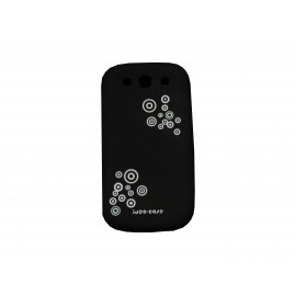 Coque pour Samsung I9300 Galaxy S3 silicone noire cercles blancs+ film protection écran offert