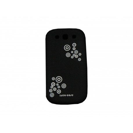 Coque pour Samsung I9300 Galaxy S3 silicone noire cercles blancs+ film protection écran offert