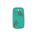 Coque pour Samsung I9300 Galaxy S3 silicone bleue cercles rouges+ film protection écran offert