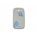 Coque pour Samsung I9300 Galaxy S3 silicone blanche cercles bleus+ film protection écran offert