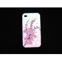 Coque pour Iphone 5 silicone blanche fleurs roses abeilles + film protection écran offert