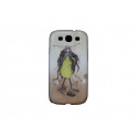 Coque pour Samsung I9300 Galaxy S3 marron dame robe jaune + film protection écran offert