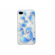 Coque pour Iphone 4S blanche et  bleue strass diamants + film protection écran