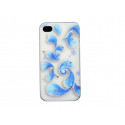 Coque pour Iphone 4S blanche et  bleue strass diamants + film protection écran