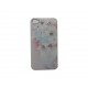 Coque pour Iphone 4S fleurs blanches papillon bleu strass diamants + film protection écran