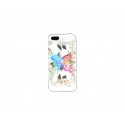 Coque pour Iphone 5 silicone blanche papillon arc en ciel + film protection écran offert