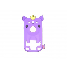 Coque pour Samsung I9300 Galaxy S3 silicone cochon  violet + film protection écran offert