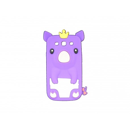 Coque pour Samsung I9300 Galaxy S3 silicone cochon  violet + film protection écran offert