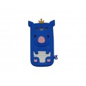 Coque pour Samsung I9300 Galaxy S3 silicone cochon bleu + film protection écran offert