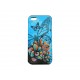 Coque pour Iphone 5 bleue rigide fleur orange  + film protection écran offert